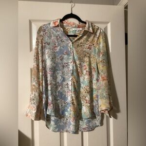 Rose and Olive multicolored floral button up blouse